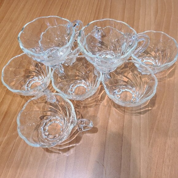 9 Hazel Atlas Colonial Swirl Punch Cups 1950s MCM Vintage Clear Pressed Glass - Picture 1 of 6